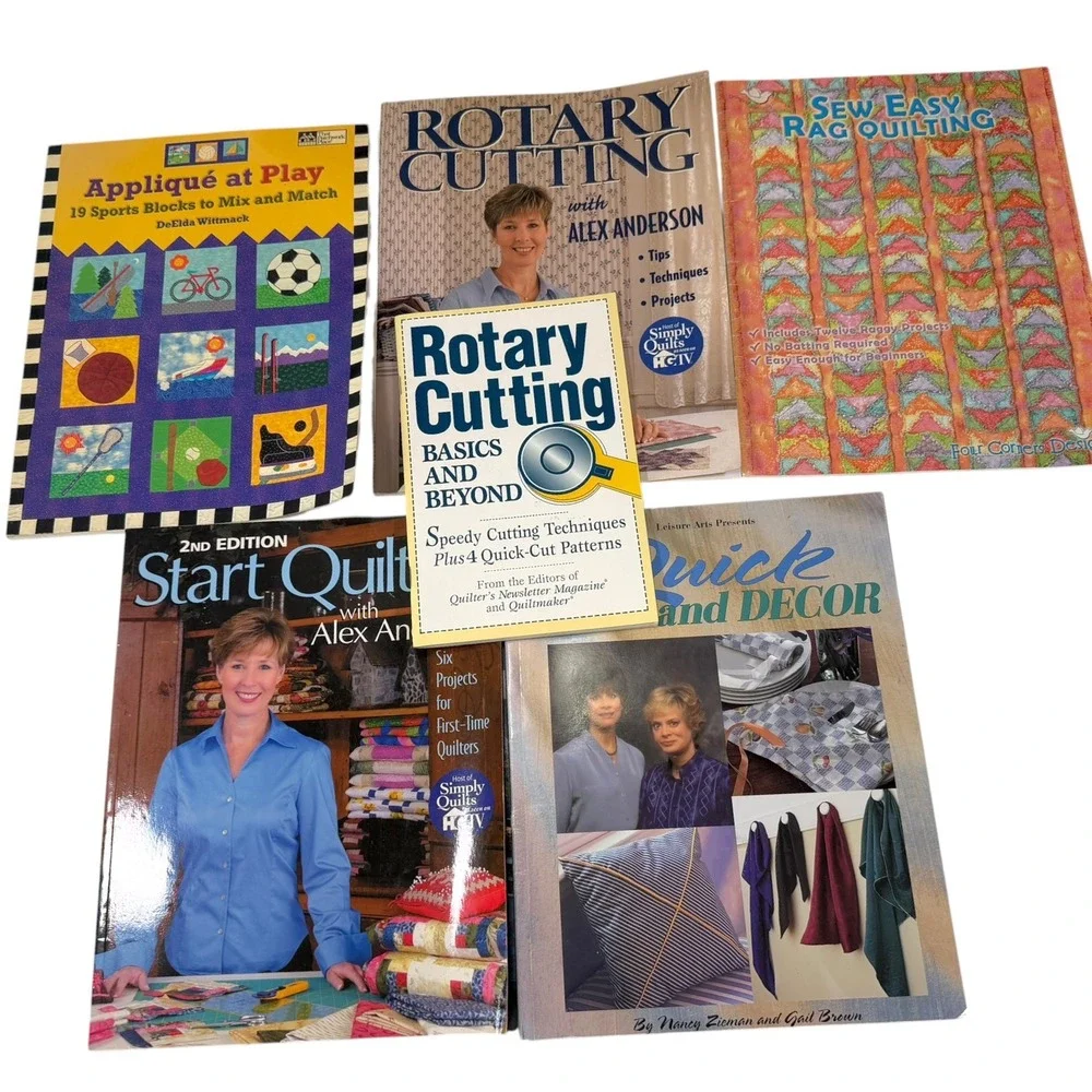 Quilting Books Multicolor 5 Book Lot Rotary Cutting Applique Sewing Hobbyist